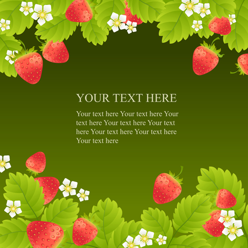 White flower and strawberries vector background