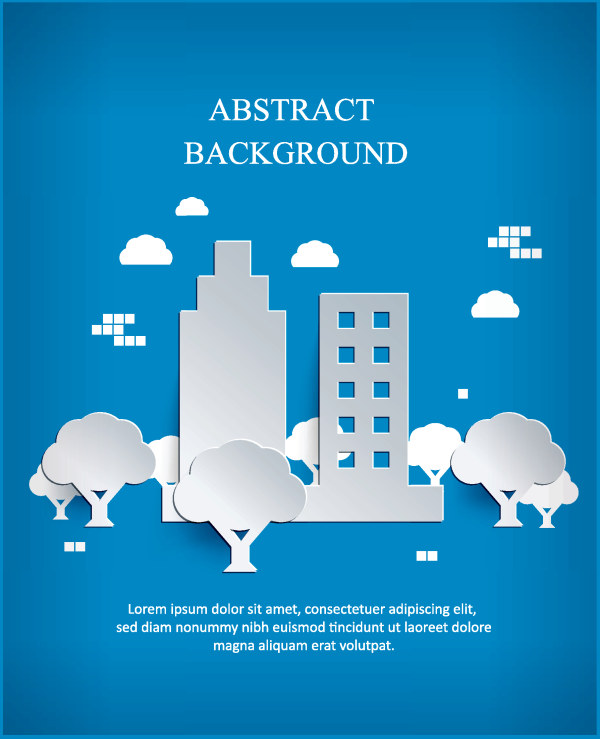 paper cut paper city background vector background 