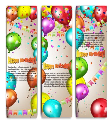 Colorful balloons holiday banner vector 05
