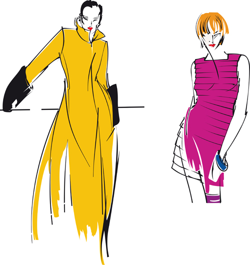 Hand drawn Fashion woman elements vector 03