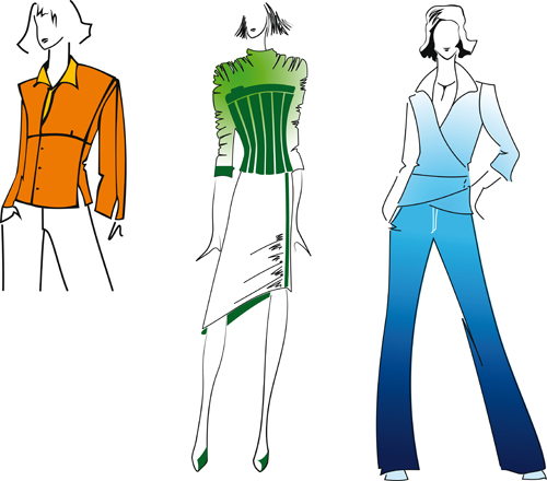 Hand drawn Fashion woman elements vector 04