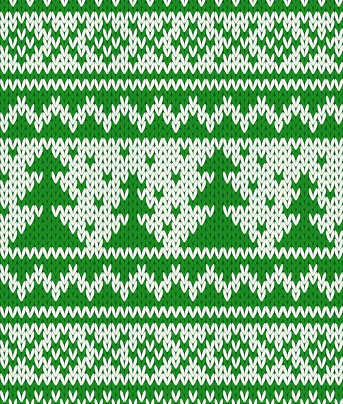 knitted fabric christmas pattern vector set 03