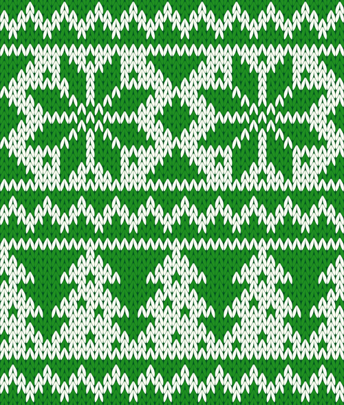 knitted fabric christmas pattern vector set 04