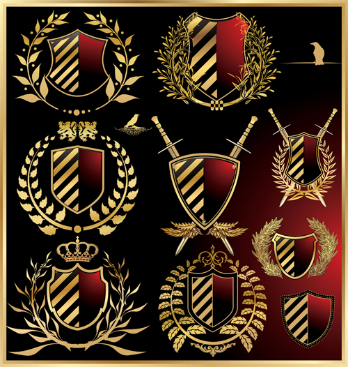 luxurious royal shield vector material 02