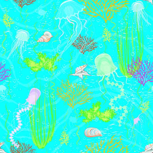 Set of Marine Small animals seamless pattern vector 03