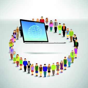 Business crowd design vector set 01