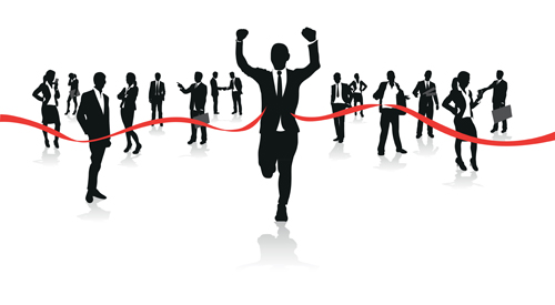 Set of Running elements people silhouette vector 02
