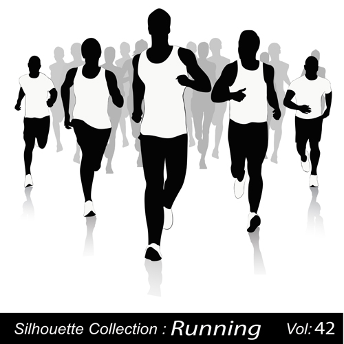 silhouette running people elements element 