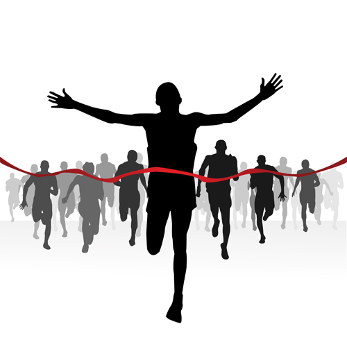 Set of Running elements people silhouette vector 04