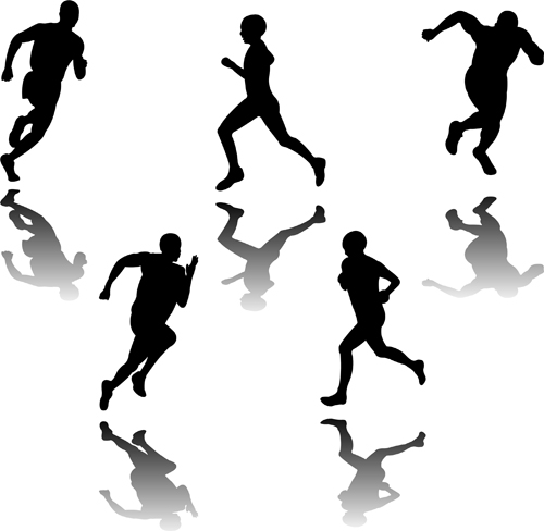 Set of Running elements people silhouette vector 05