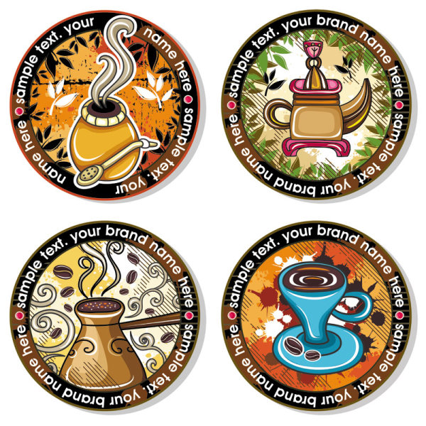 Vintage Coffee Label set free vector 02