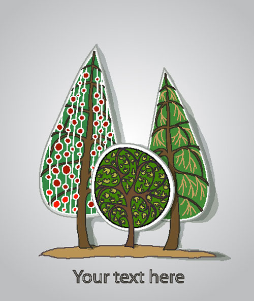 free Cartoon Trees Label vector 01