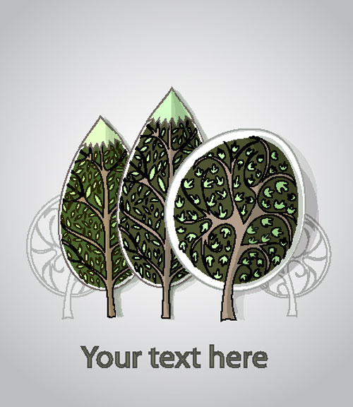 free Cartoon Trees Label vector 03