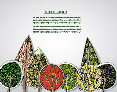 free Cartoon Trees Label vector 04