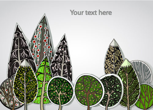 free Cartoon Trees Label vector 05