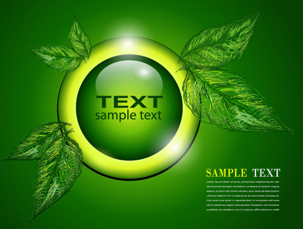 green background with leaves vector 02