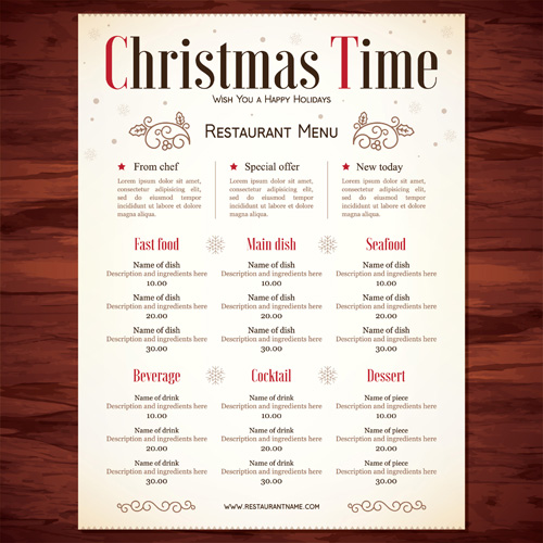restaurant menu christmas 2016 
