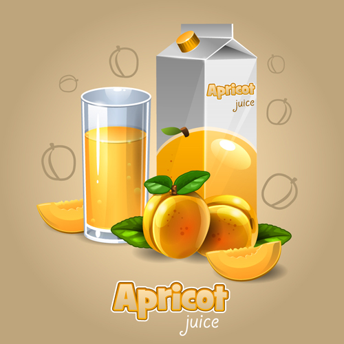 Apricot juice with cup vector
