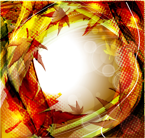 Autumn beautiful background vector set 05