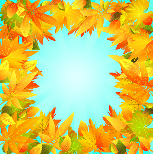 Autumn beautiful background vector set 06