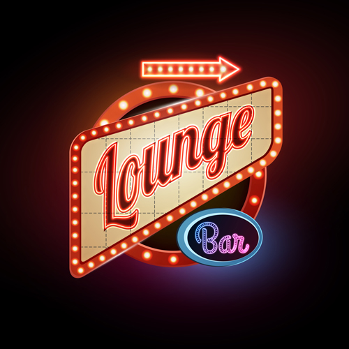 Bar neon boards vectors material 01