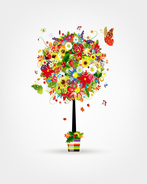 Beautiful decoration flowers vector material 03