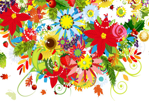 Beautiful decoration flowers vector material 05