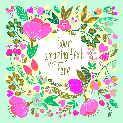 Beautiful floral pattern greeting cards vector graphics 02