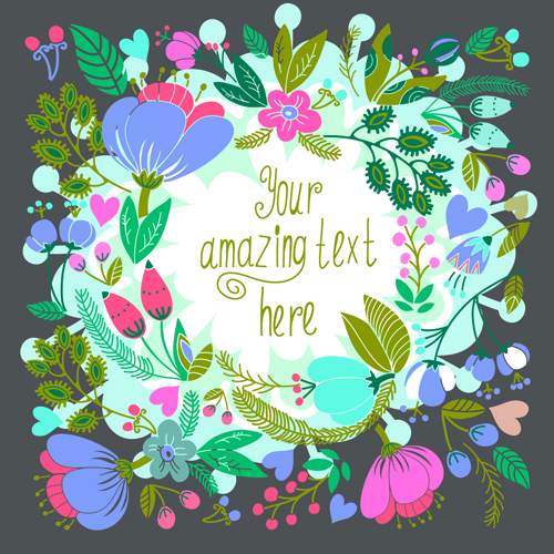 Beautiful floral pattern greeting cards vector graphics 03