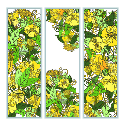 Beautiful sketch floral vector banners 02