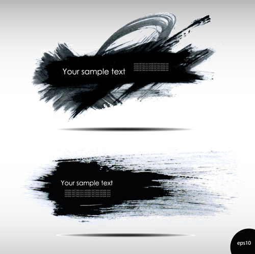 Black Ink grunge banners design vector 01