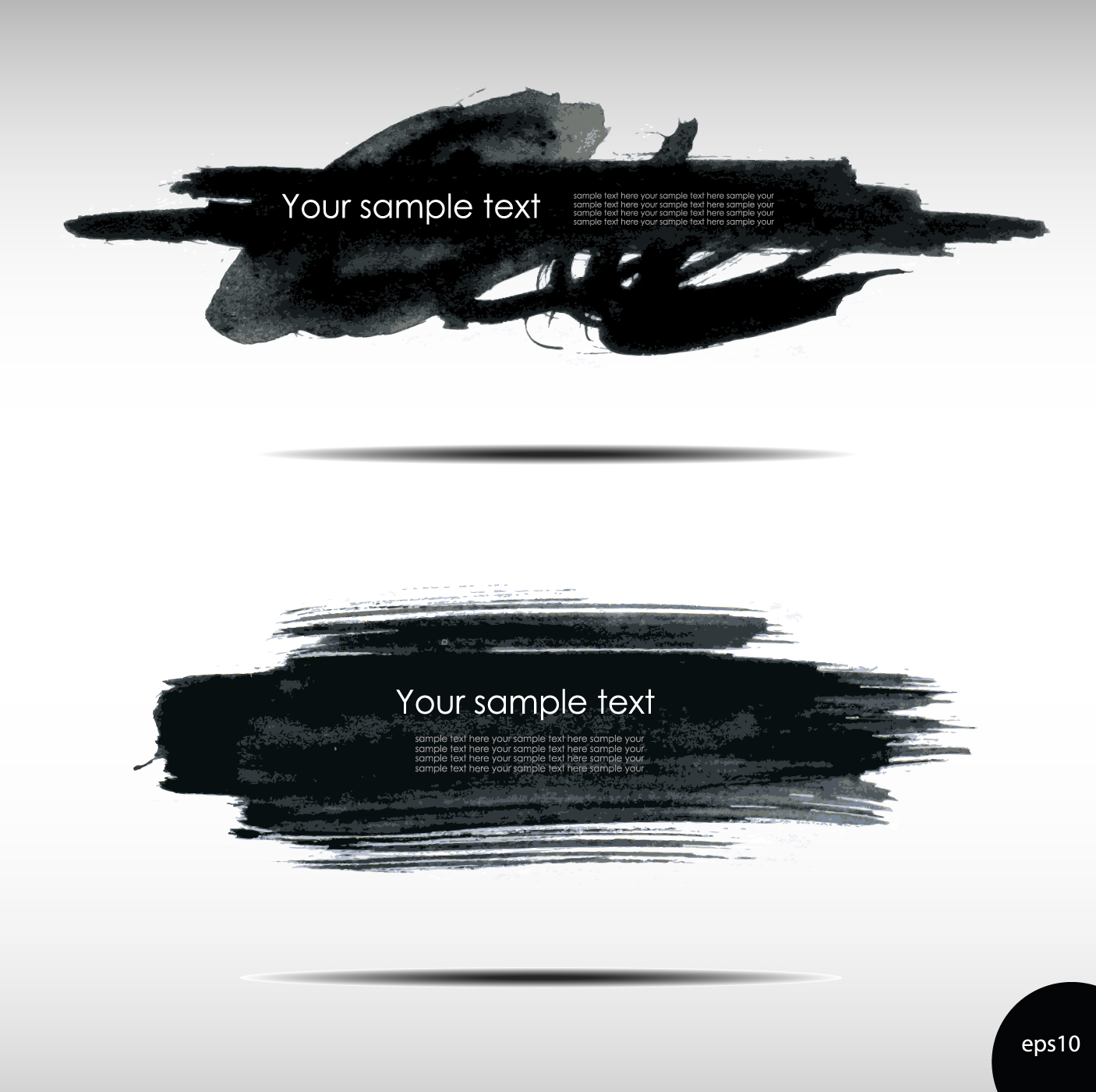 Black Ink grunge banners design vector 02