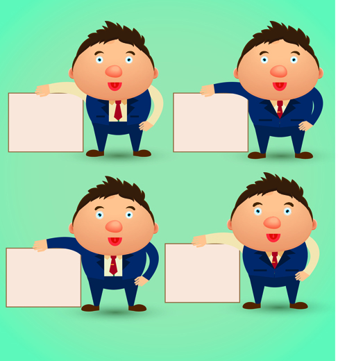 Blank paper and funny people vector 03