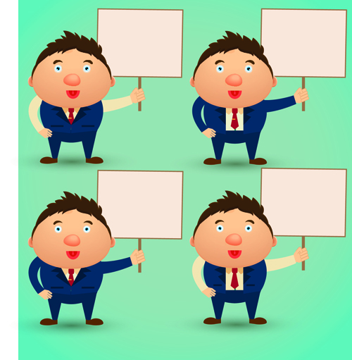 Blank paper and funny people vector 04