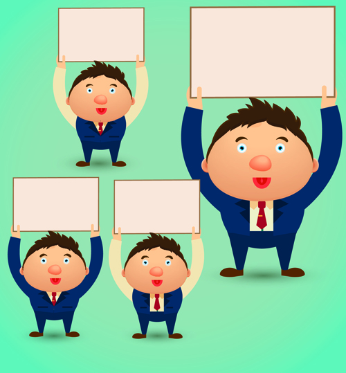 Blank paper and funny people vector 05