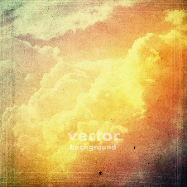 Blurred cloud with grunge background vector 01