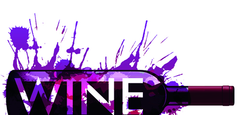 Wine Bottle with Splash Effect vector 02