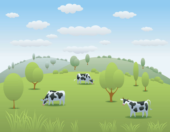 natural landscape Dairy cow cow cartoon 