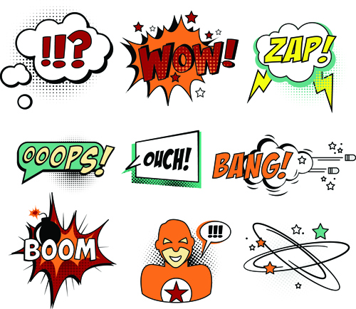 Cartoon speech bubbles for your text vector 01