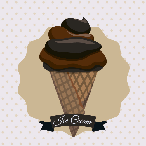 Chocolate ice cream vintage cards vectors set 07