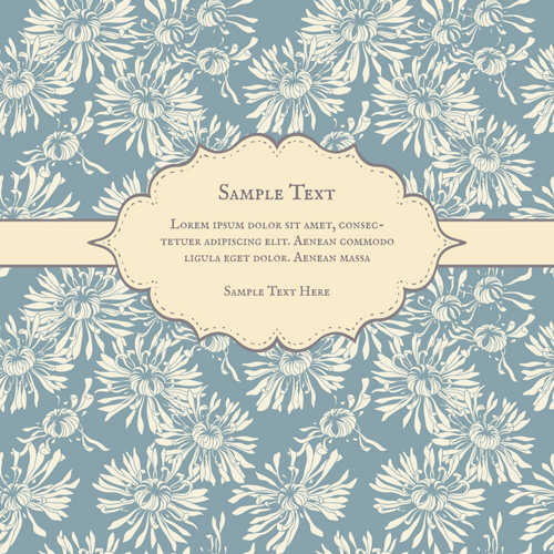 Chrysanthemum pattern retro card vector