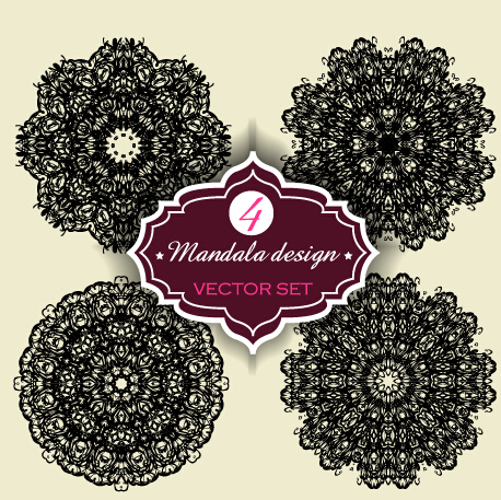 Circular mandalas design vector material 01