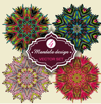 Circular mandalas design vector material 05