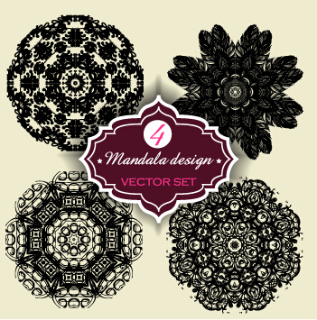 Circular mandalas design vector material 07