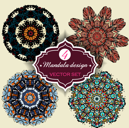 Circular mandalas design vector material 08