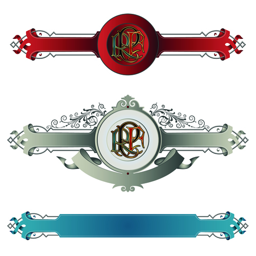 Classical ribbon labels creative vector