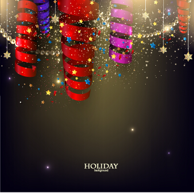 Colored paper ribbon holiday background graphics 01