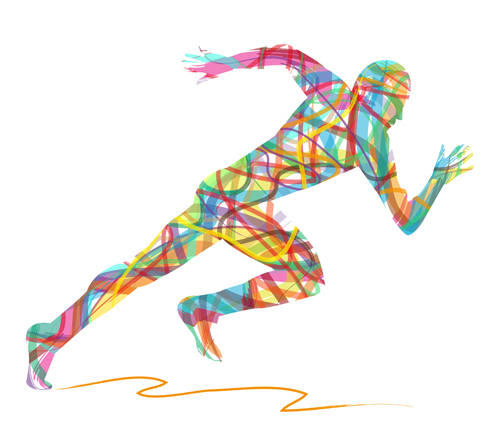 running ribbon man colored 