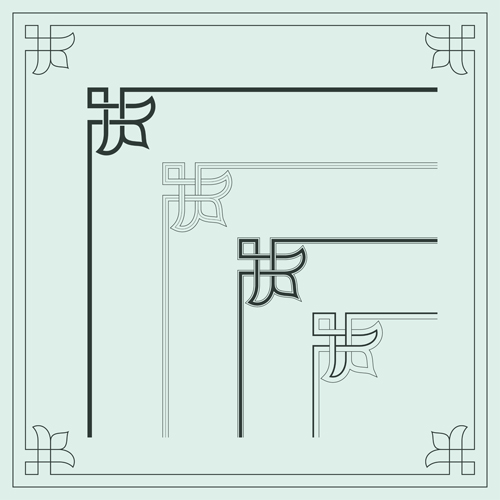 Corner ornament chinese styles vector 13 Corner ornament chinese styles vector 13