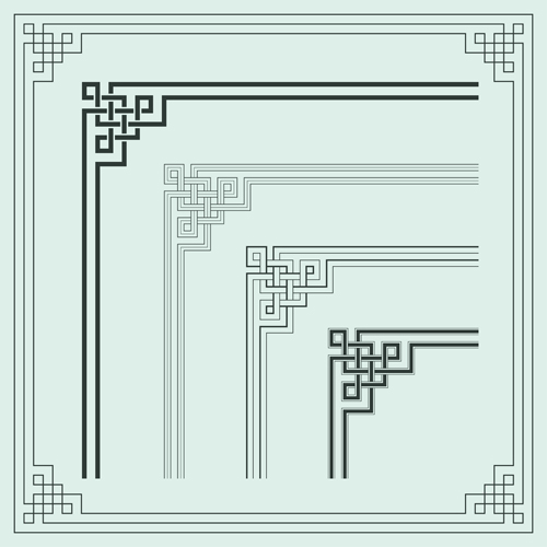 Corner ornament chinese styles vector 15 Corner ornament chinese styles vector 15